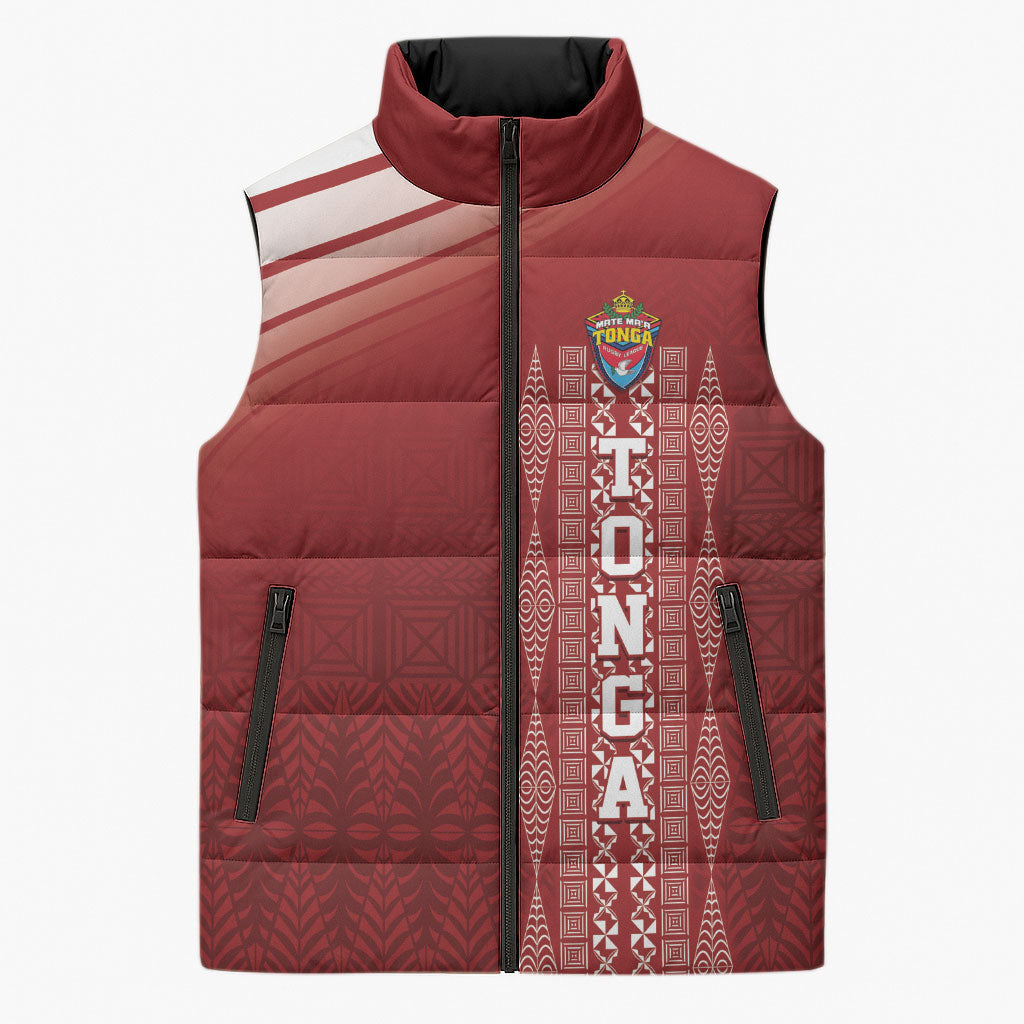 Mate Ma'a Tonga Custom Sleeveless Puffer Jacket Basic Ngatu Kupesi Motif