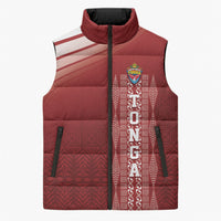 Mate Ma'a Tonga Custom Sleeveless Puffer Jacket Basic Ngatu Kupesi Motif LT7 Unisex Red - Polynesian Pride