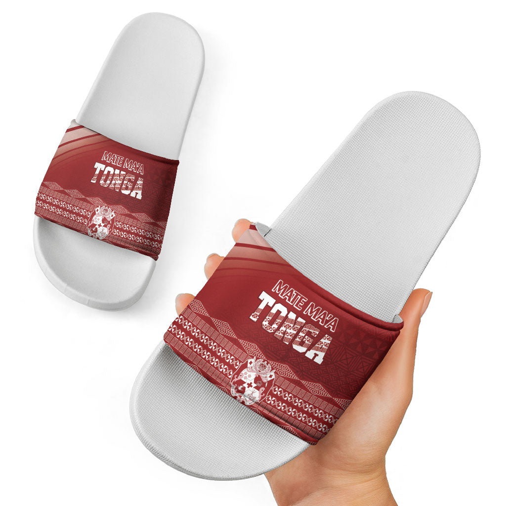 Mate Ma'a Tonga Slide Sandals Basic Ngatu Kupesi Motif LT7 - Polynesian Pride