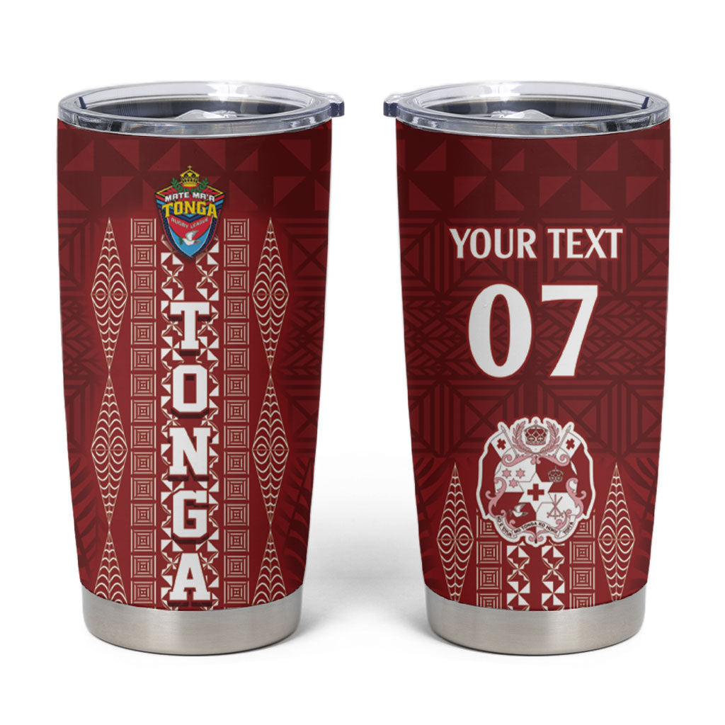 Mate Ma'a Tonga Custom Tumbler Cup Basic Ngatu Kupesi Motif LT7 Red - Polynesian Pride