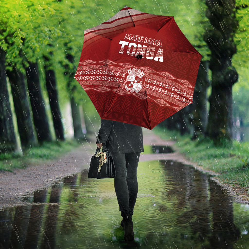 Mate Ma'a Tonga Umbrella Basic Ngatu Kupesi Motif LT7 - Polynesian Pride