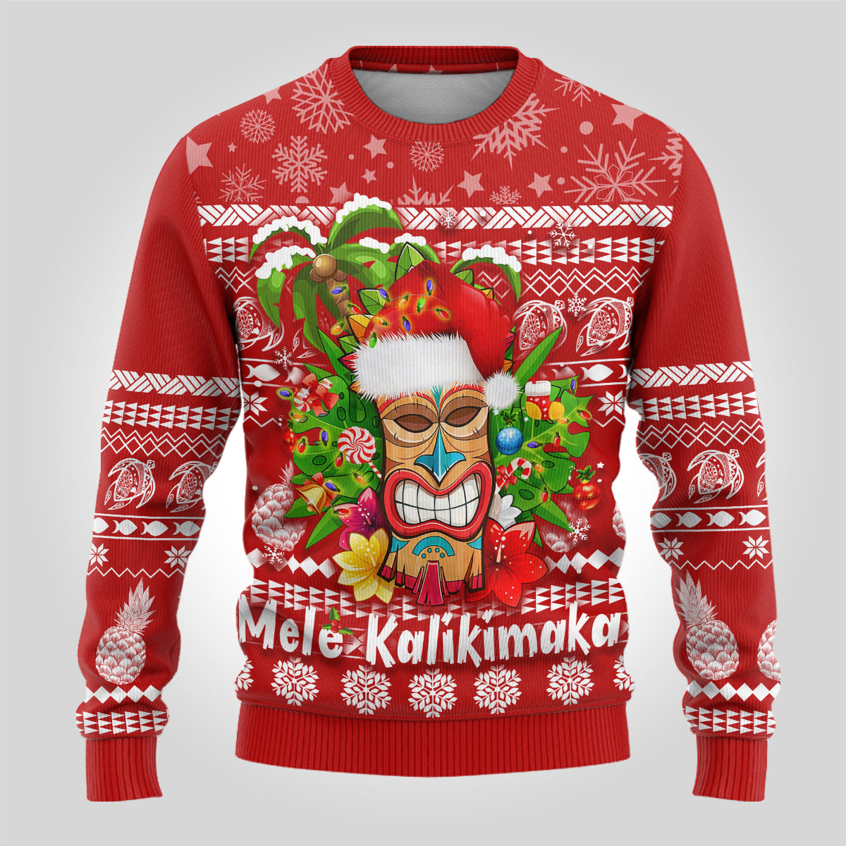 Hawaii Tiki Christmas Ugly Christmas Sweater Mele Kalikimaka LT7 - Polynesian Pride