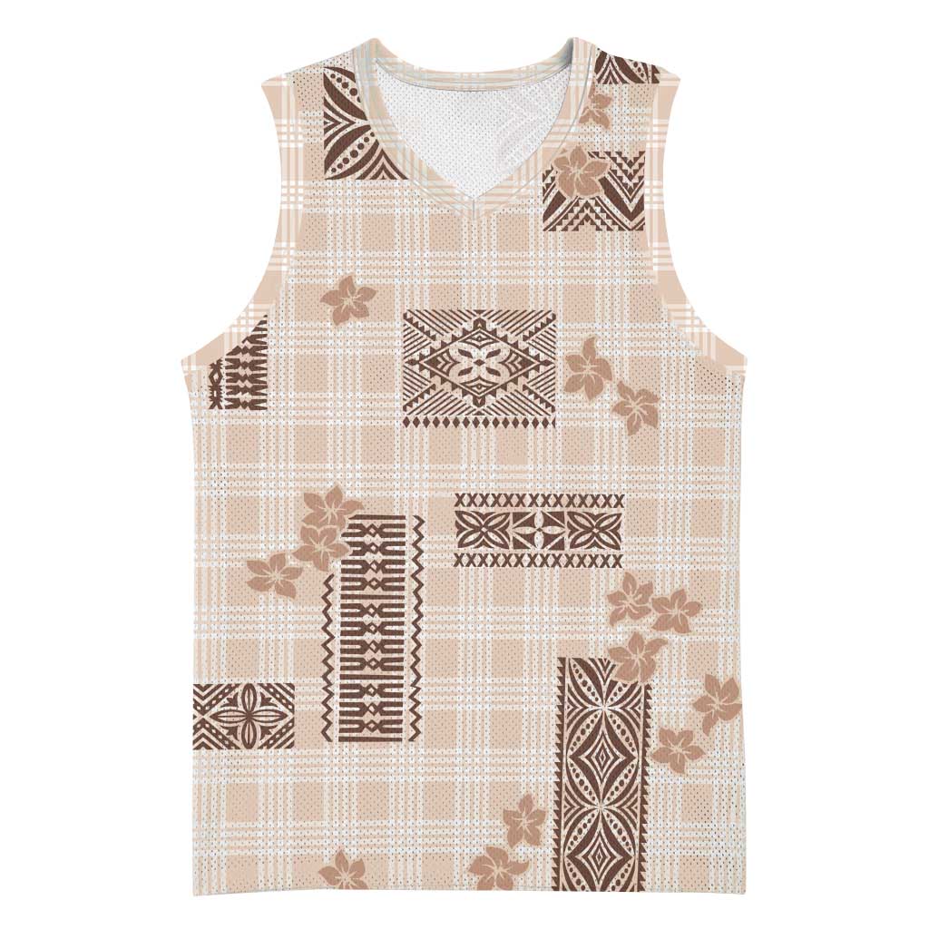 Hawaiian Quilt Tapa On Beige Palaka Motifs Basketball Jersey