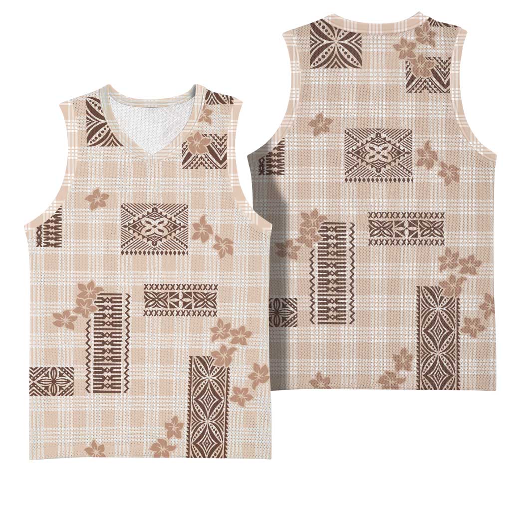 Hawaiian Quilt Tapa On Beige Palaka Motifs Basketball Jersey
