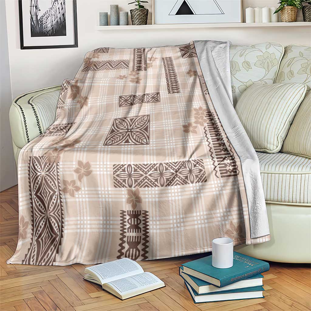 Hawaiian Quilt Tapa On Beige Palaka Motifs Blanket