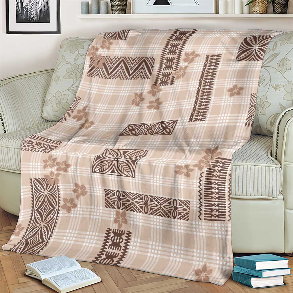 Hawaiian Quilt Tapa On Beige Palaka Motifs Blanket