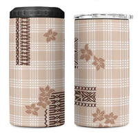 Hawaiian Quilt Tapa On Beige Palaka Motifs 4 in 1 Can Cooler Tumbler LT7 One Size: 16 oz Beige - Polynesian Pride