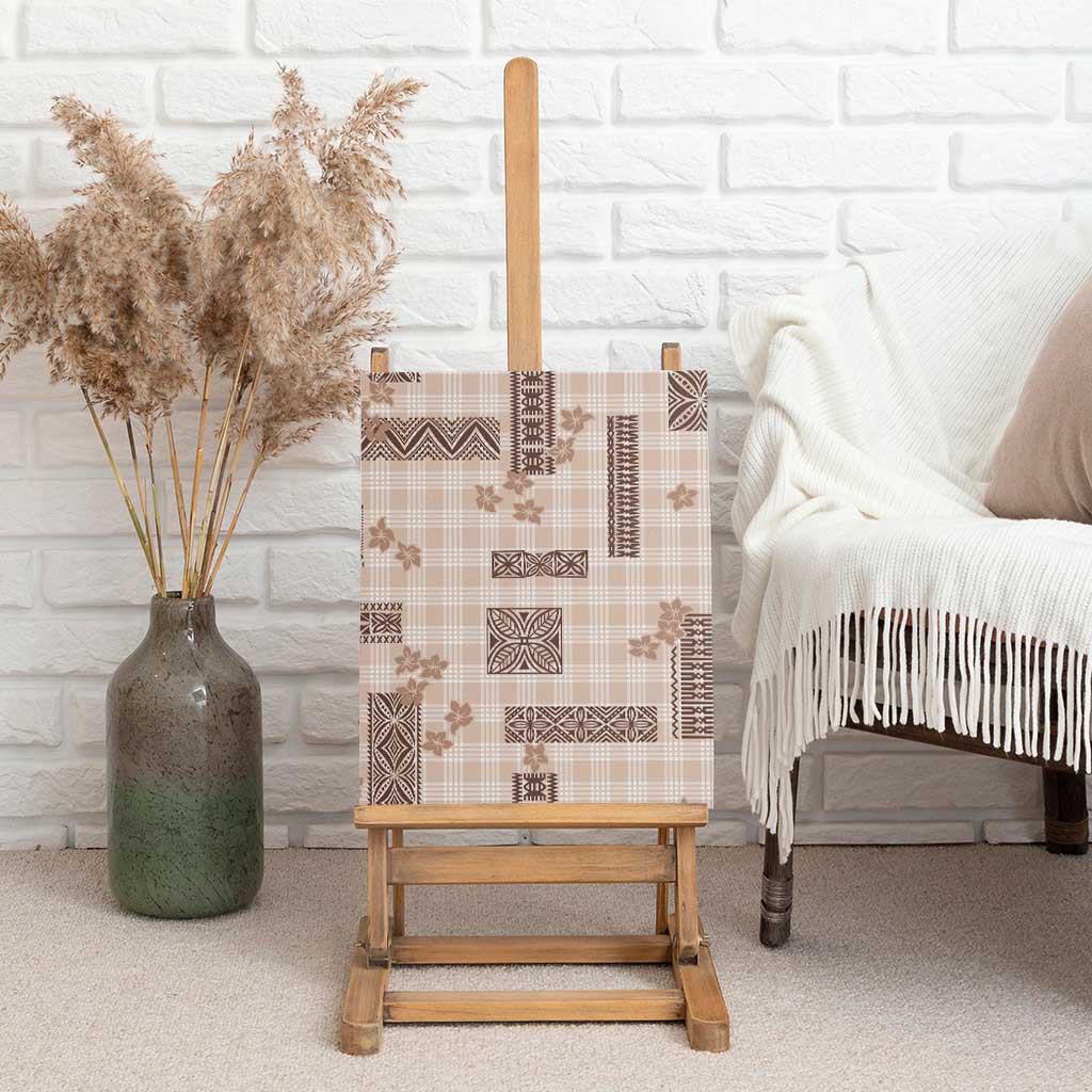Hawaiian Quilt Tapa On Beige Palaka Motifs Canvas Wall Art
