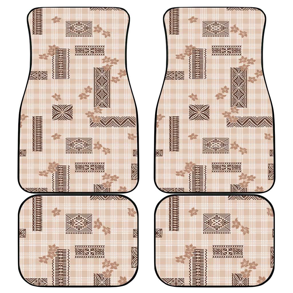 Hawaiian Quilt Tapa On Beige Palaka Motifs Car Mats