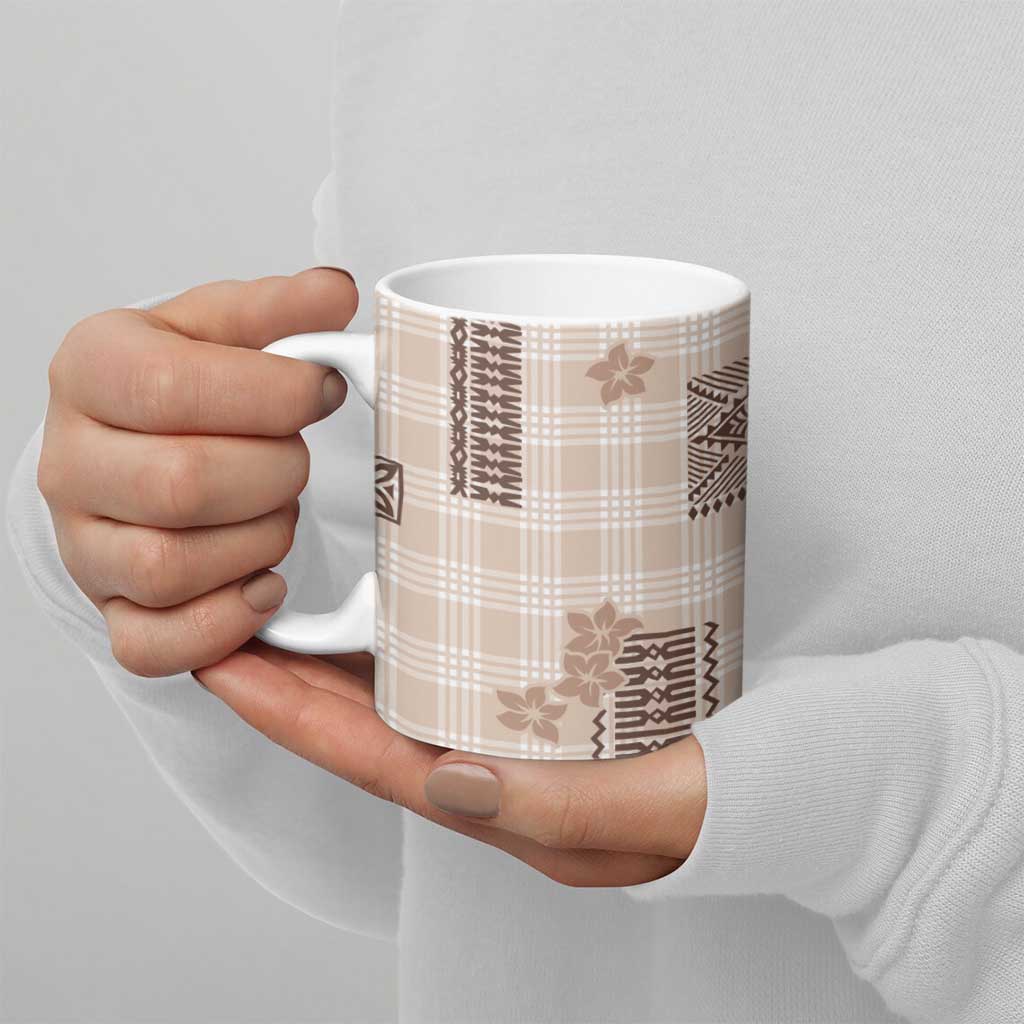 Hawaiian Quilt Tapa On Beige Palaka Motifs Ceramic Mug