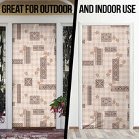 Hawaiian Quilt Tapa On Beige Palaka Motifs Door Cover