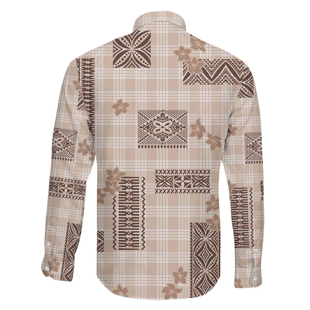 Hawaiian Quilt Tapa On Beige Palaka Motifs Family Matching Long Sleeve Bodycon Dress and Hawaiian Shirt LT7 - Polynesian Pride