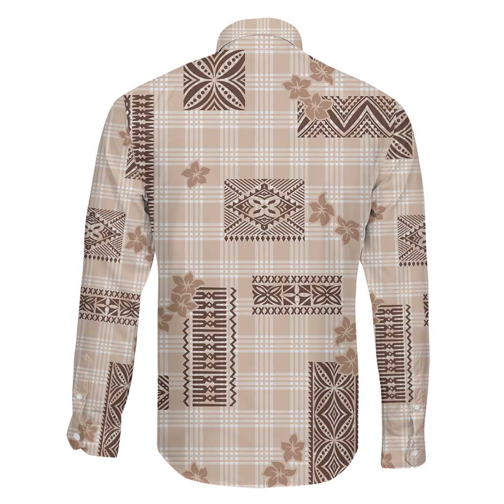 Hawaiian Quilt Tapa On Beige Palaka Motifs Family Matching Mermaid Dress and Hawaiian Shirt LT7 - Polynesian Pride