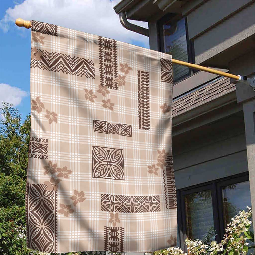 Hawaiian Quilt Tapa On Beige Palaka Motifs Garden Flag