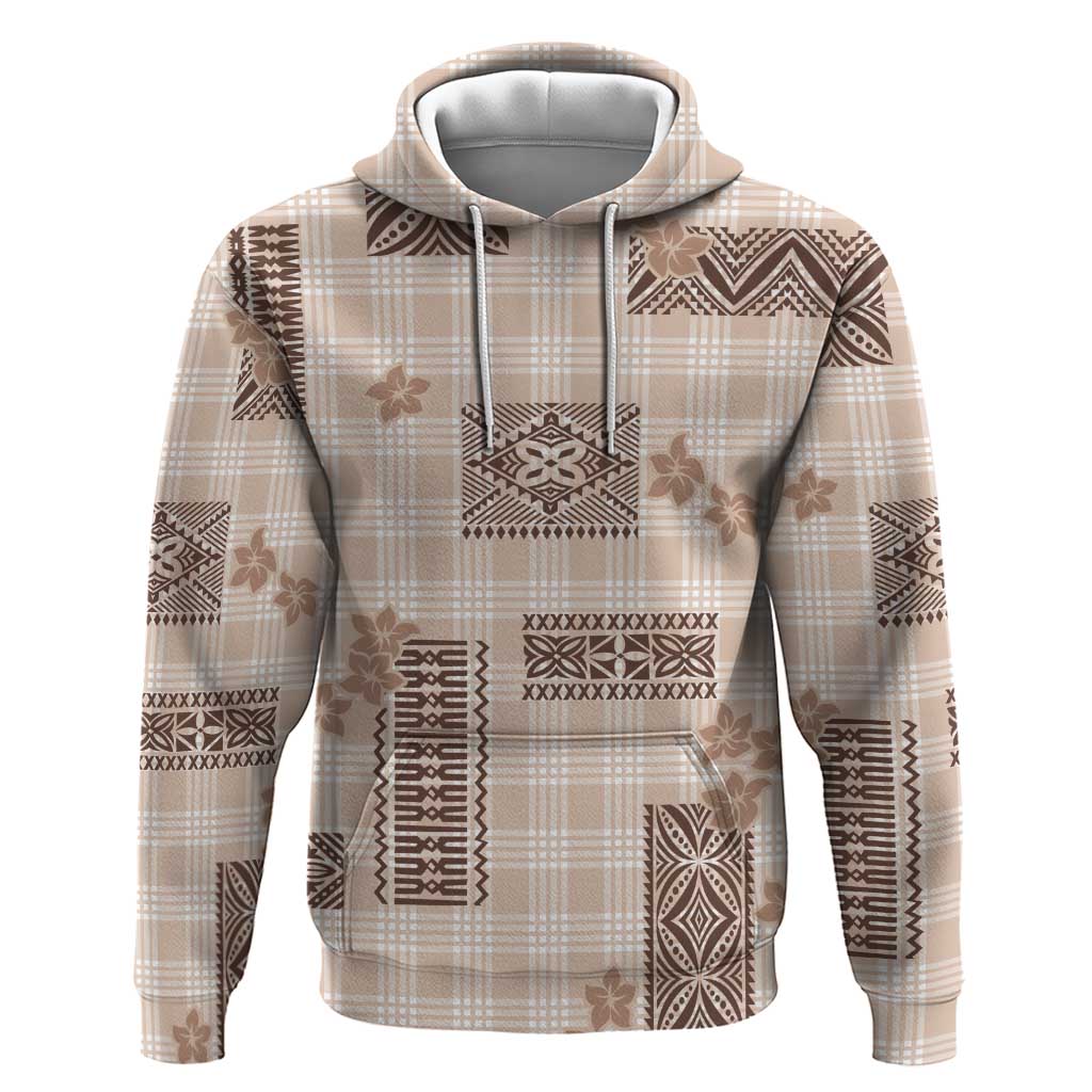 Hawaiian Quilt Tapa On Beige Palaka Motifs Hoodie