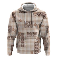 Hawaiian Quilt Tapa On Beige Palaka Motifs Hoodie