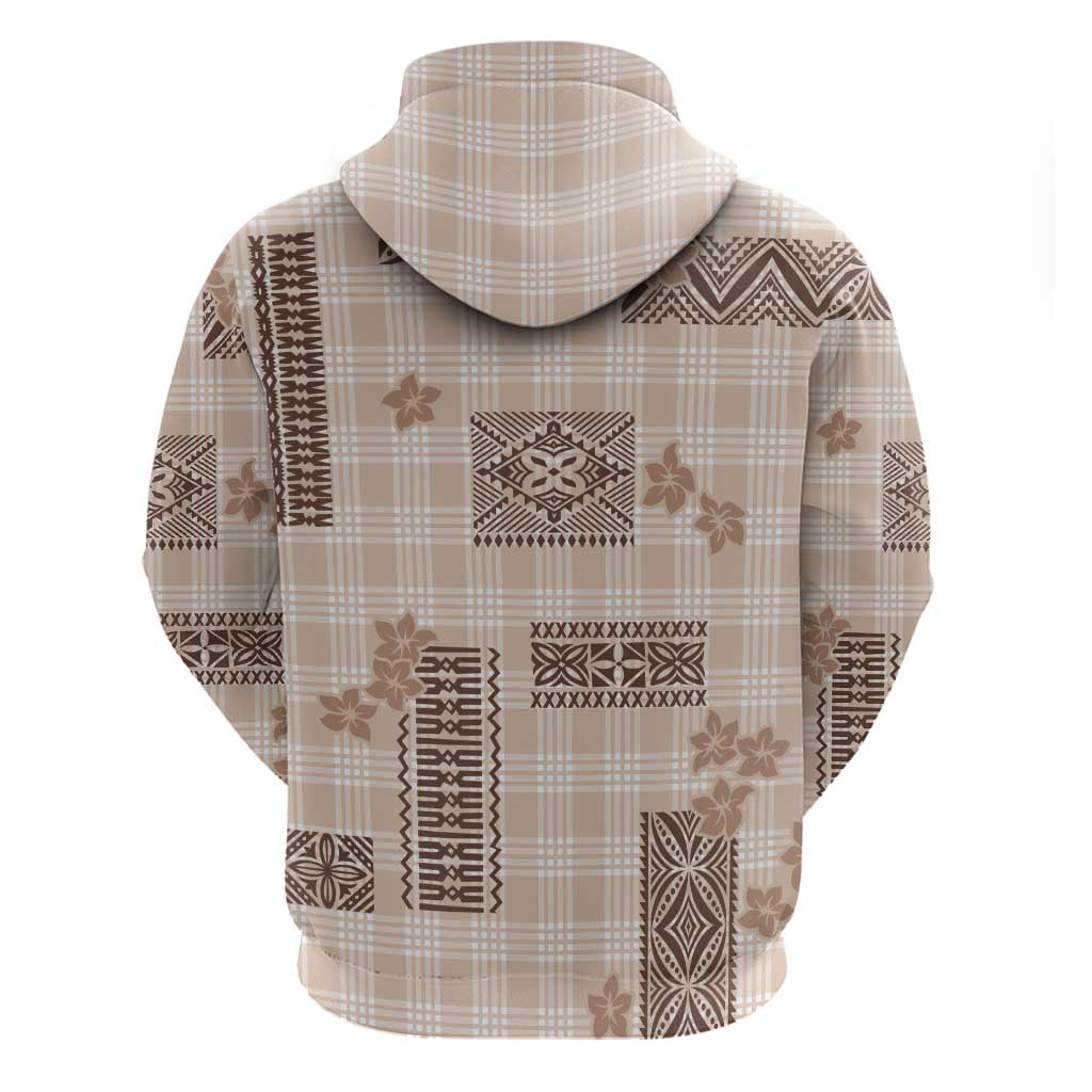 Hawaiian Quilt Tapa On Beige Palaka Motifs Hoodie