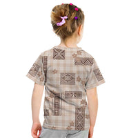 Hawaiian Quilt Tapa On Beige Palaka Motifs Kid T Shirt
