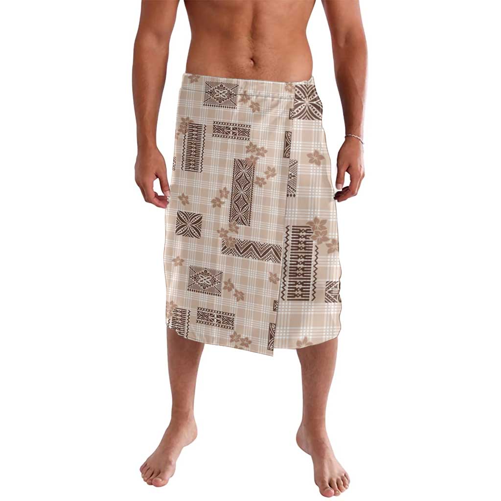 Hawaiian Quilt Tapa On Beige Palaka Motifs Lavalava