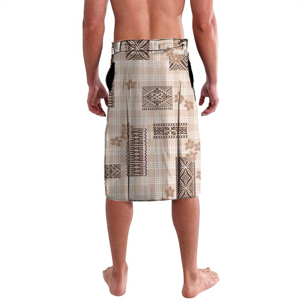 Hawaiian Quilt Tapa On Beige Palaka Motifs Lavalava