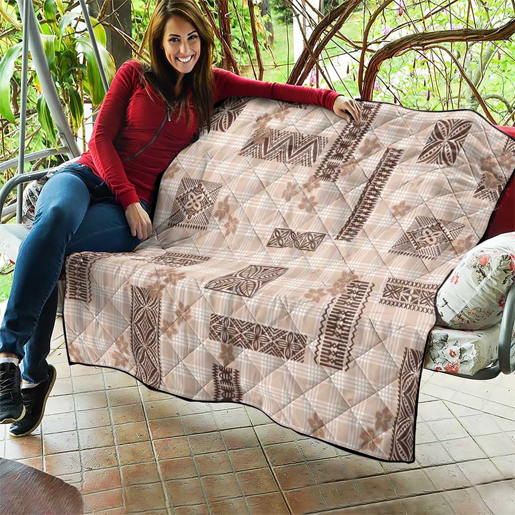 Hawaiian Quilt Tapa On Beige Palaka Motifs Quilt