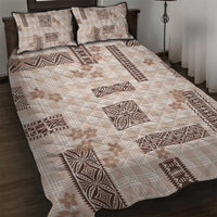 Hawaiian Quilt Tapa On Beige Palaka Motifs Quilt Bed Set