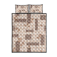 Hawaiian Quilt Tapa On Beige Palaka Motifs Quilt Bed Set