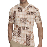 Hawaiian Quilt Tapa On Beige Palaka Motifs Rugby Jersey