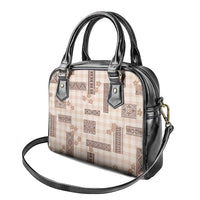 Hawaiian Quilt Tapa On Beige Palaka Motifs Shoulder Handbag