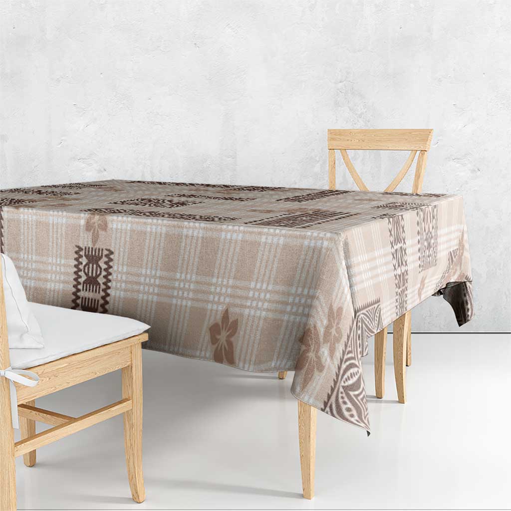 Hawaiian Quilt Tapa On Beige Palaka Motifs Tablecloth