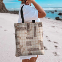 Hawaiian Quilt Tapa On Beige Palaka Motifs Tote Bag