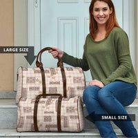 Hawaiian Quilt Tapa On Beige Palaka Motifs Travel Bag