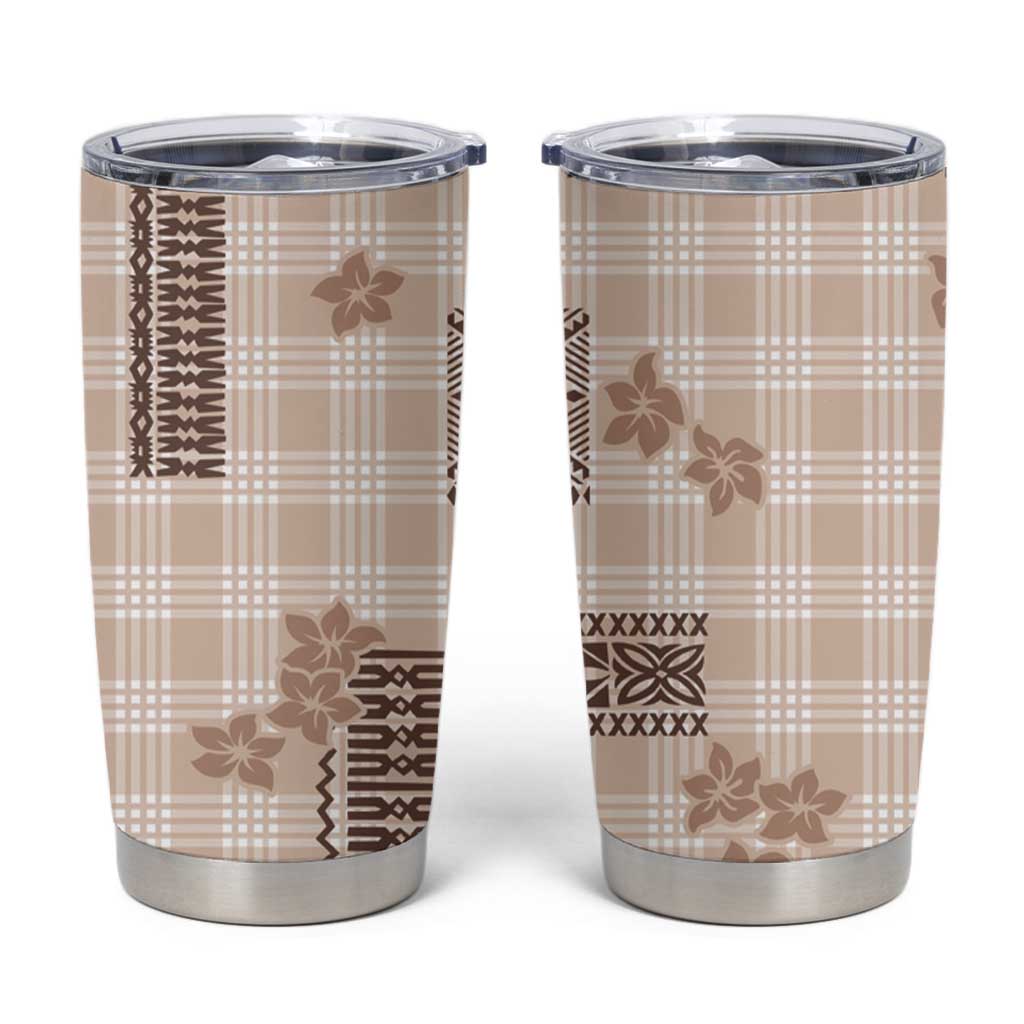 Hawaiian Quilt Tapa On Beige Palaka Motifs Tumbler Cup