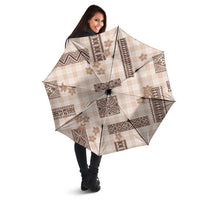 Hawaiian Quilt Tapa On Beige Palaka Motifs Umbrella