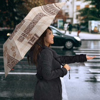 Hawaiian Quilt Tapa On Beige Palaka Motifs Umbrella