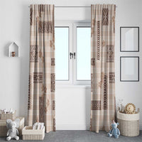 Hawaiian Quilt Tapa On Beige Palaka Motifs Window Curtain