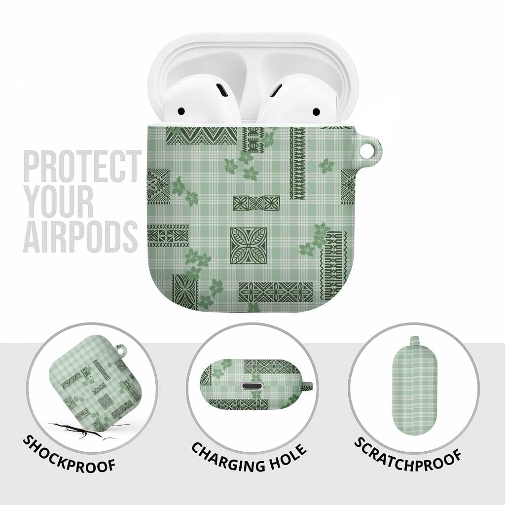 Hawaiian Quilt Tapa On Pastel Mint Palaka Motifs AirPods Case