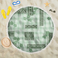 Hawaiian Quilt Tapa On Pastel Mint Palaka Motifs Beach Blanket