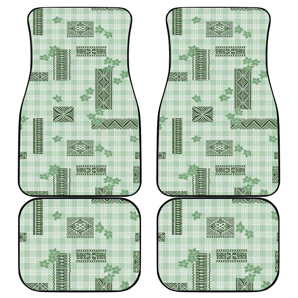 Hawaiian Quilt Tapa On Pastel Mint Palaka Motifs Car Mats
