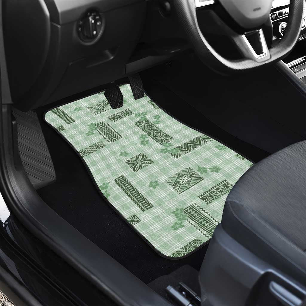 Hawaiian Quilt Tapa On Pastel Mint Palaka Motifs Car Mats