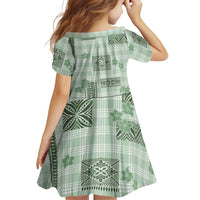 Hawaiian Quilt Tapa On Pastel Mint Palaka Motifs Family Matching Long Sleeve Bodycon Dress and Hawaiian Shirt LT7 - Polynesian Pride