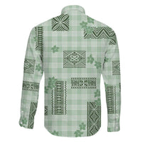 Hawaiian Quilt Tapa On Pastel Mint Palaka Motifs Family Matching Mermaid Dress and Hawaiian Shirt LT7 - Polynesian Pride