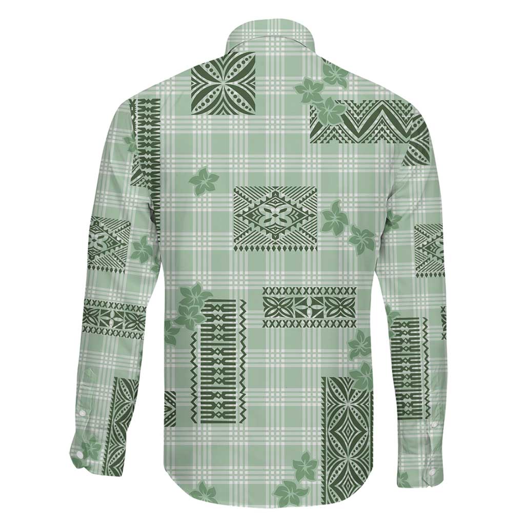 Hawaiian Quilt Tapa On Pastel Mint Palaka Motifs Family Matching Off Shoulder Short Dress and Hawaiian Shirt LT7 - Polynesian Pride