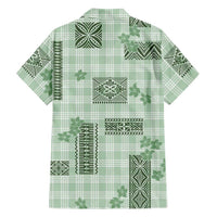 Hawaiian Quilt Tapa On Pastel Mint Palaka Motifs Family Matching Short Sleeve Bodycon Dress and Hawaiian Shirt LT7 - Polynesian Pride