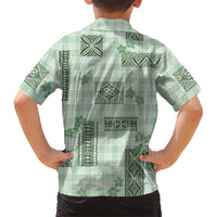 Hawaiian Quilt Tapa On Pastel Mint Palaka Motifs Family Matching Tank Maxi Dress and Hawaiian Shirt LT7 - Polynesian Pride
