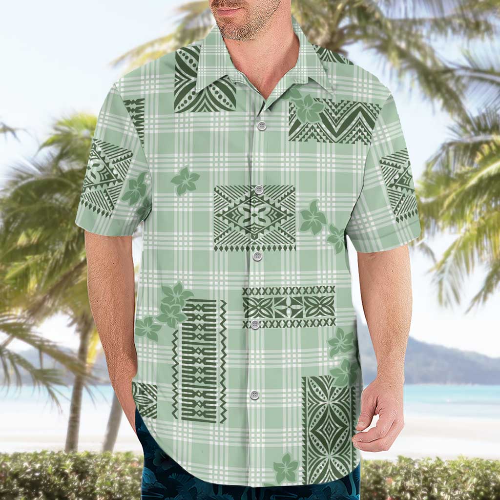 Hawaiian Quilt Tapa On Pastel Mint Palaka Motifs Hawaiian Shirt