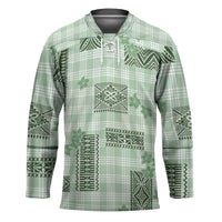 Hawaiian Quilt Tapa On Pastel Mint Palaka Motifs Hockey Jersey