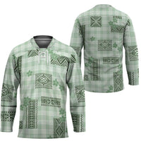 Hawaiian Quilt Tapa On Pastel Mint Palaka Motifs Hockey Jersey