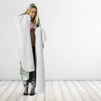 Hawaiian Quilt Tapa On Pastel Mint Palaka Motifs Hooded Blanket