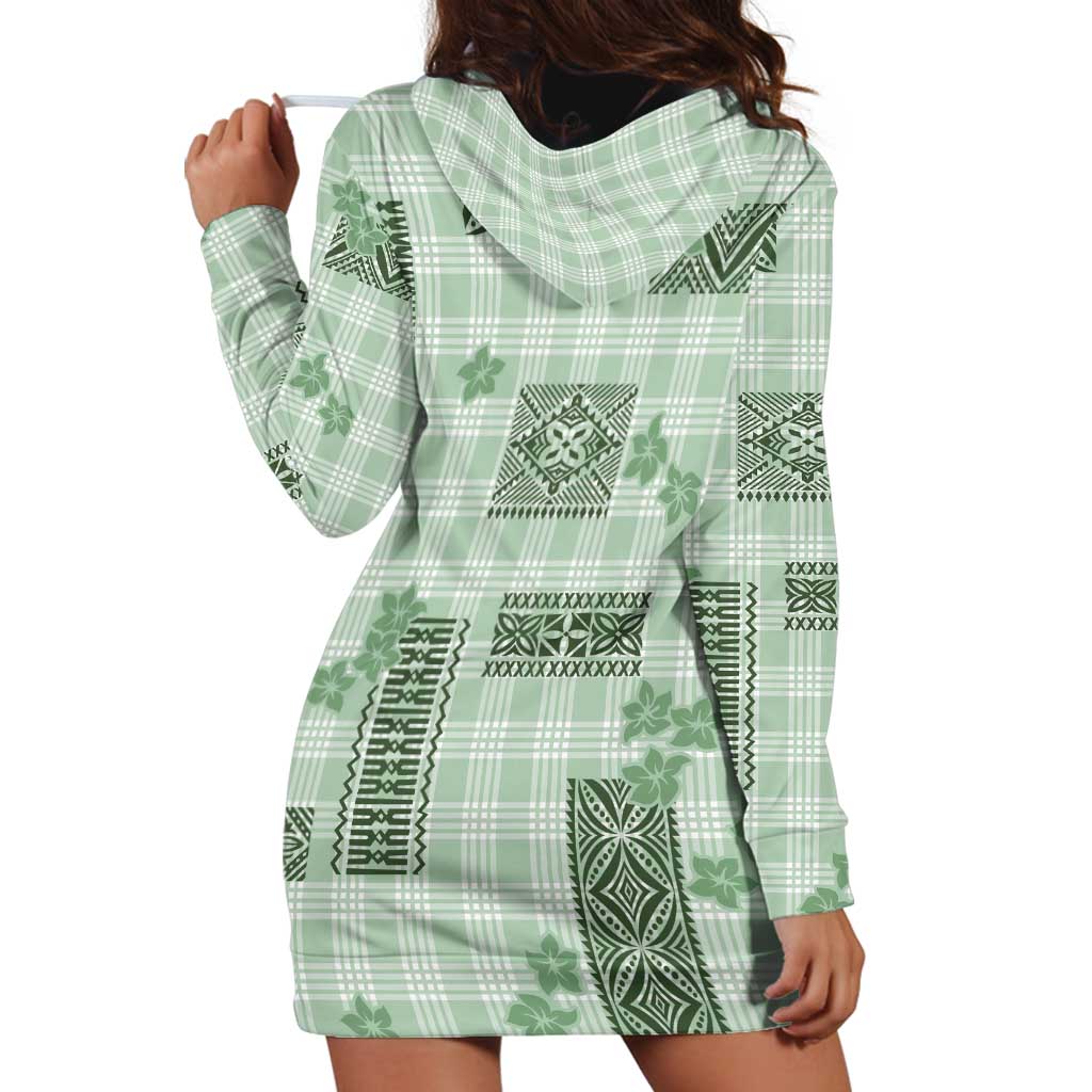 Hawaiian Quilt Tapa On Pastel Mint Palaka Motifs Hoodie Dress